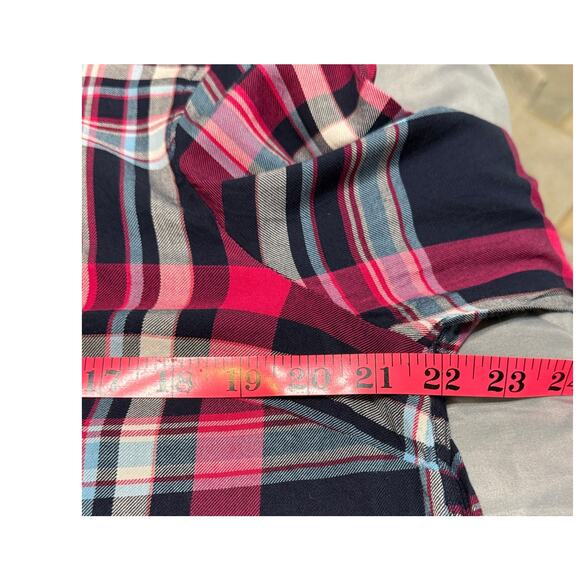 Tommy Hilfiger Tunic Blouse Button-Up Long Sleeve Women’s L Navy/Fuchsia/White - Picture 5 of 9